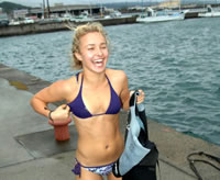 Hayden Panettiere in a small, skimpy bikini.