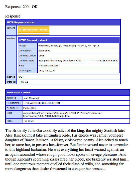 Multi-part form data being posted to ColdFusion using a hand-crafted request.
