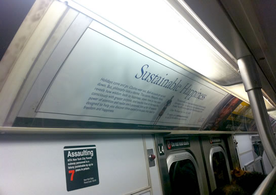 I saw the sustainable happiness poster on the way to philosophy class. I think this must be a good sign.