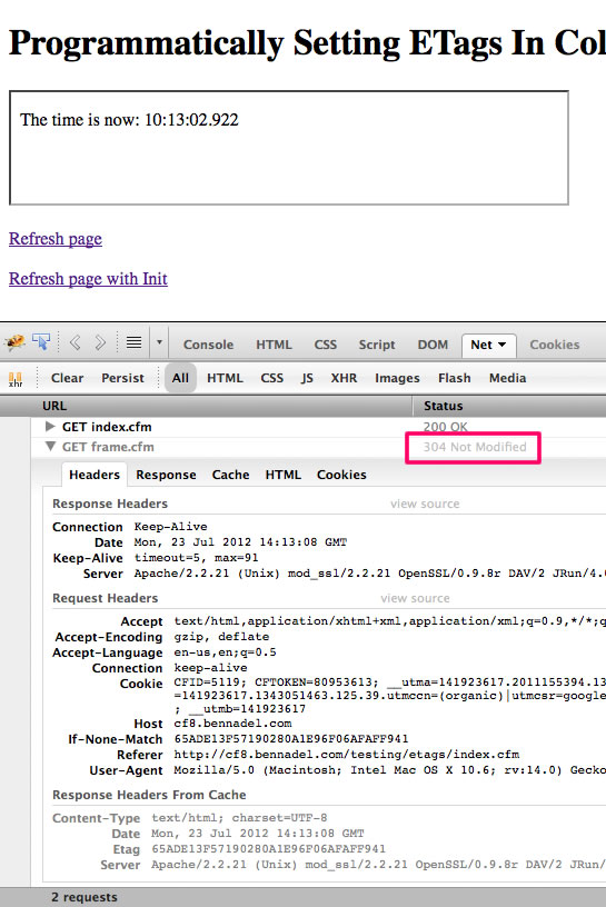 ETag header response in ColdFusion.
