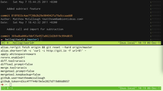 Mastering Git video series terminal window usage.