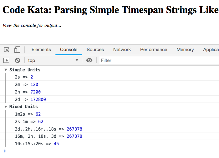 QnA VBage Code Kata: Parsing Simple Timespan Strings Like 3h:12m:57s Using JavaScript